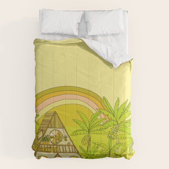 a frame simple living // banana pancakes // retro surf art by surfy birdy Comforter