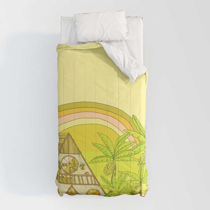 a frame simple living // banana pancakes // retro surf art by surfy birdy Comforter