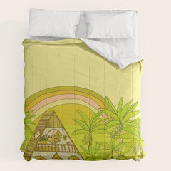 a frame simple living // banana pancakes // retro surf art by surfy birdy Comforter
