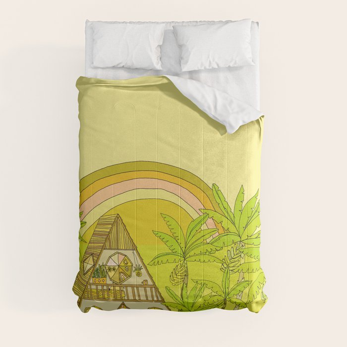 a frame simple living // banana pancakes // retro surf art by surfy birdy Comforter