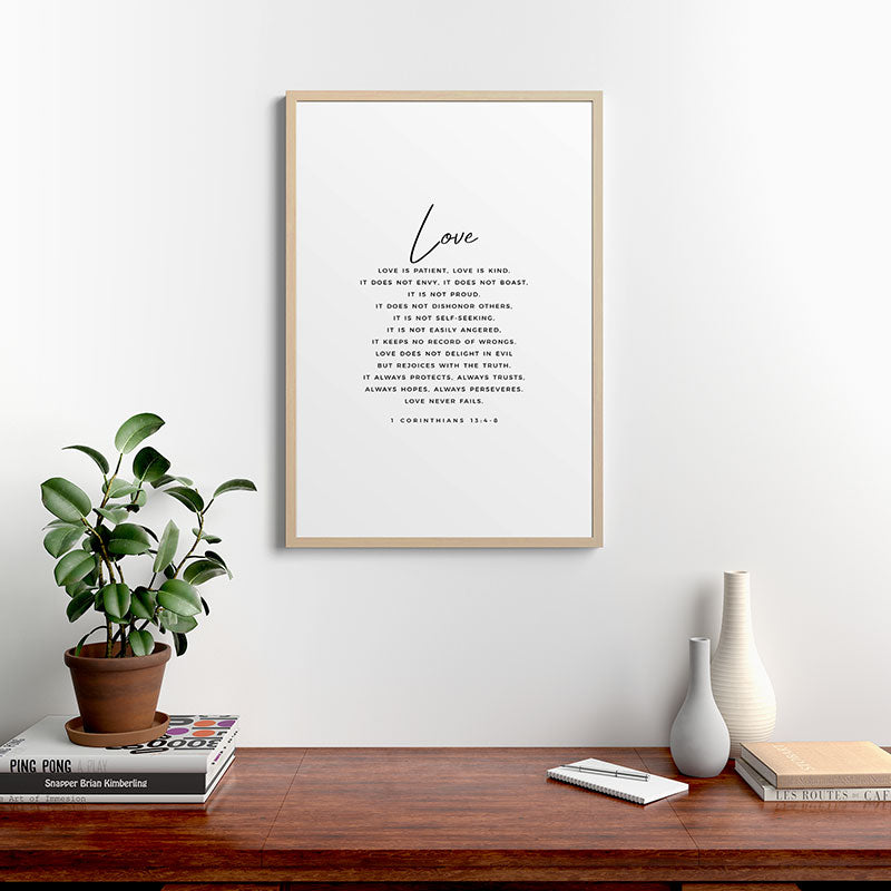 1 Corinthians 13 Love Is Patient Love Is Kind Love Never Fails Bible Verse Print Scripture Christian Framed Art Print