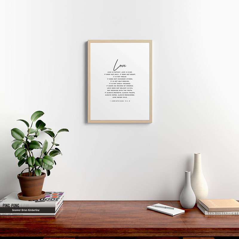 1 Corinthians 13 Love Is Patient Love Is Kind Love Never Fails Bible Verse Print Scripture Christian Framed Art Print