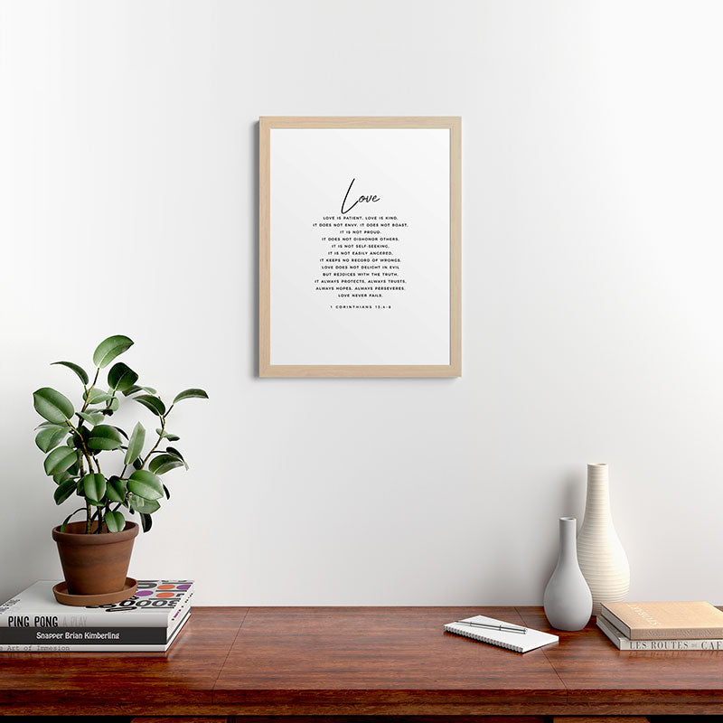 1 Corinthians 13 Love Is Patient Love Is Kind Love Never Fails Bible Verse Print Scripture Christian Framed Art Print