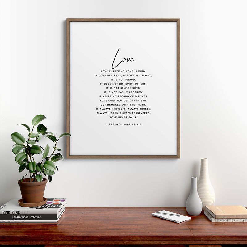 1 Corinthians 13 Love Is Patient Love Is Kind Love Never Fails Bible Verse Print Scripture Christian Framed Art Print