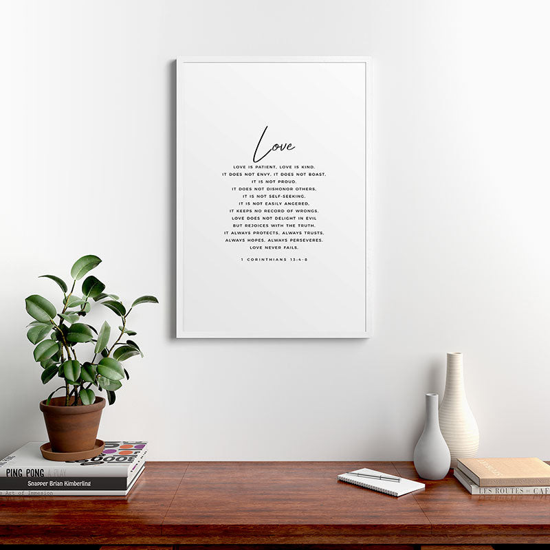 1 Corinthians 13 Love Is Patient Love Is Kind Love Never Fails Bible Verse Print Scripture Christian Framed Art Print