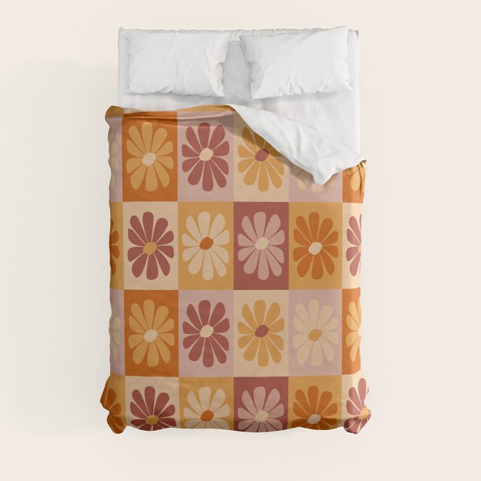 70's Daisy Bloom  Duvet Cover