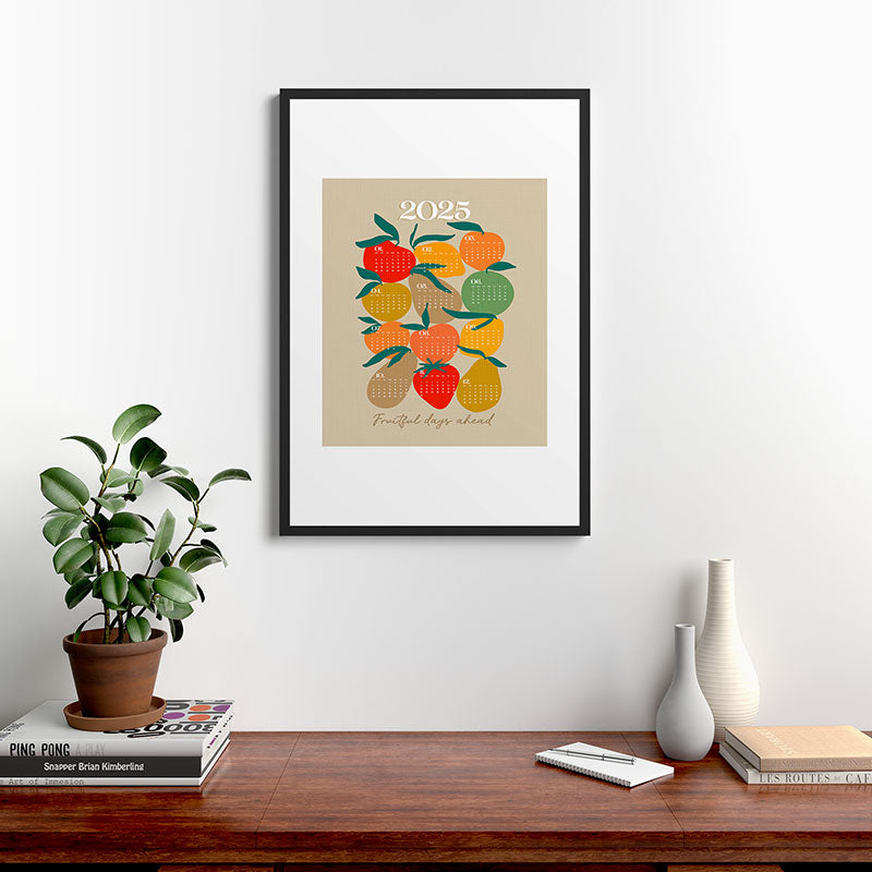 2025 RETRO FRUIT MARKET CALENDAR Framed Art Print