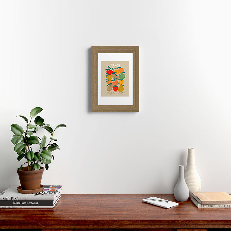 2025 RETRO FRUIT MARKET CALENDAR Framed Art Print