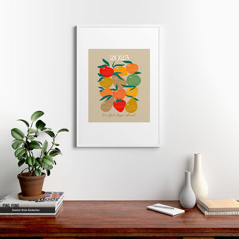 2025 RETRO FRUIT MARKET CALENDAR Framed Art Print