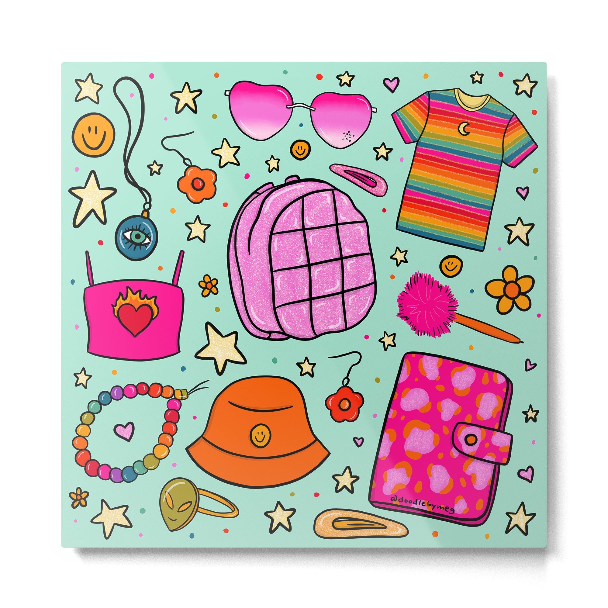 90's Things Print Metal Print