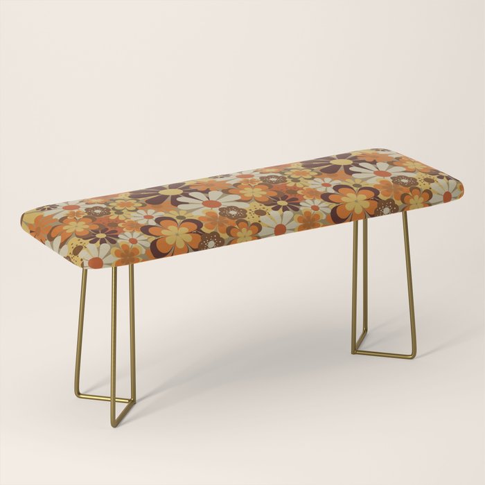 70's Floral Prints, Retro Art Bench
