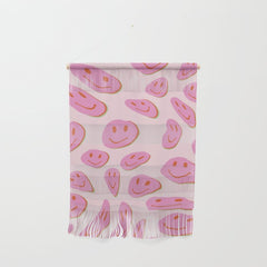 70s retro pink smiles pattern  Wall Hanging