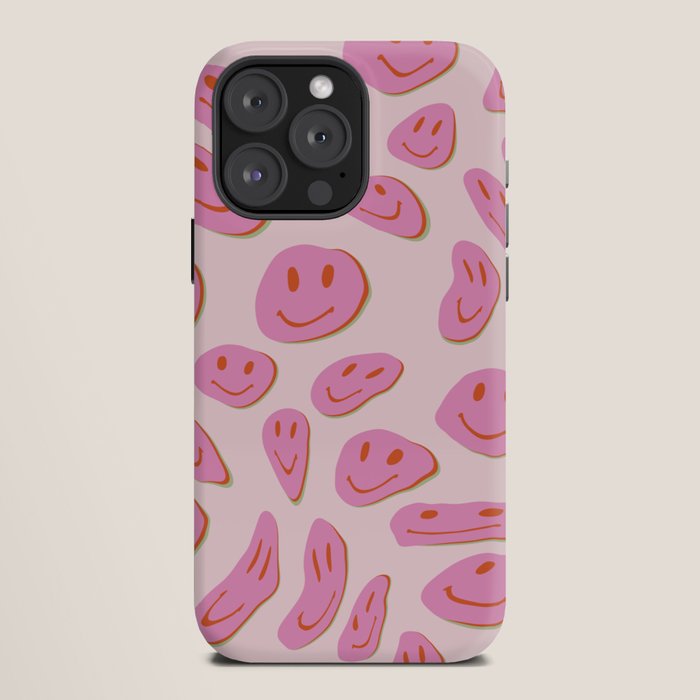 70s retro pink smiles pattern  iPhone Case