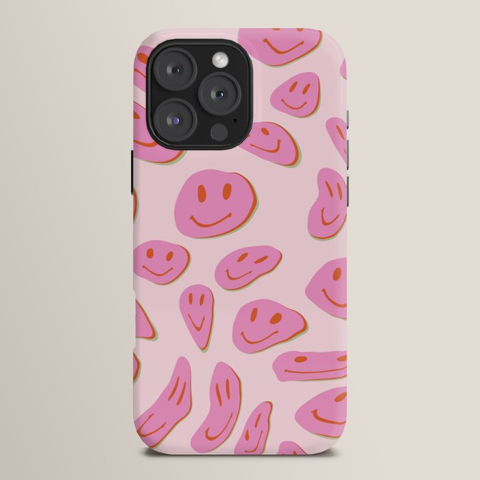 70s retro pink smiles pattern  iPhone Case