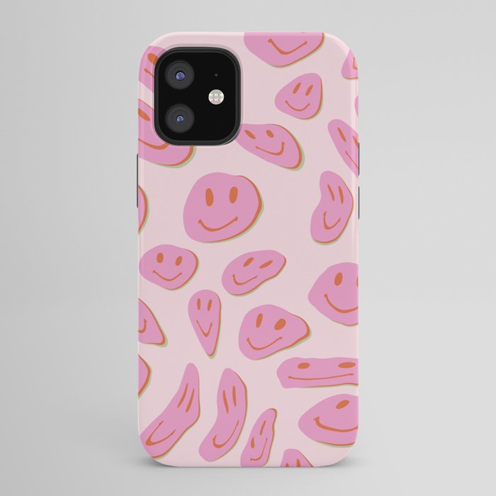 70s retro pink smiles pattern  iPhone Case