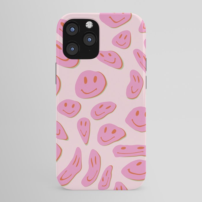 70s retro pink smiles pattern  iPhone Case