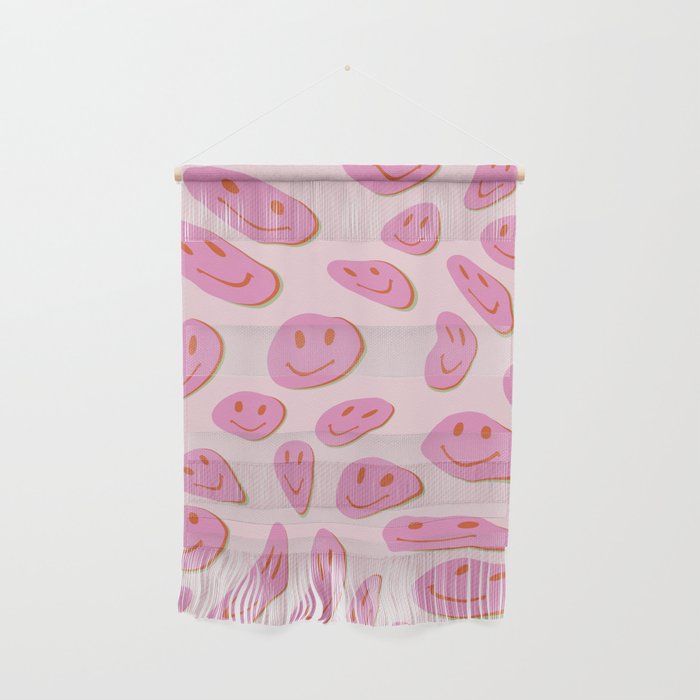 70s retro pink smiles pattern  Wall Hanging