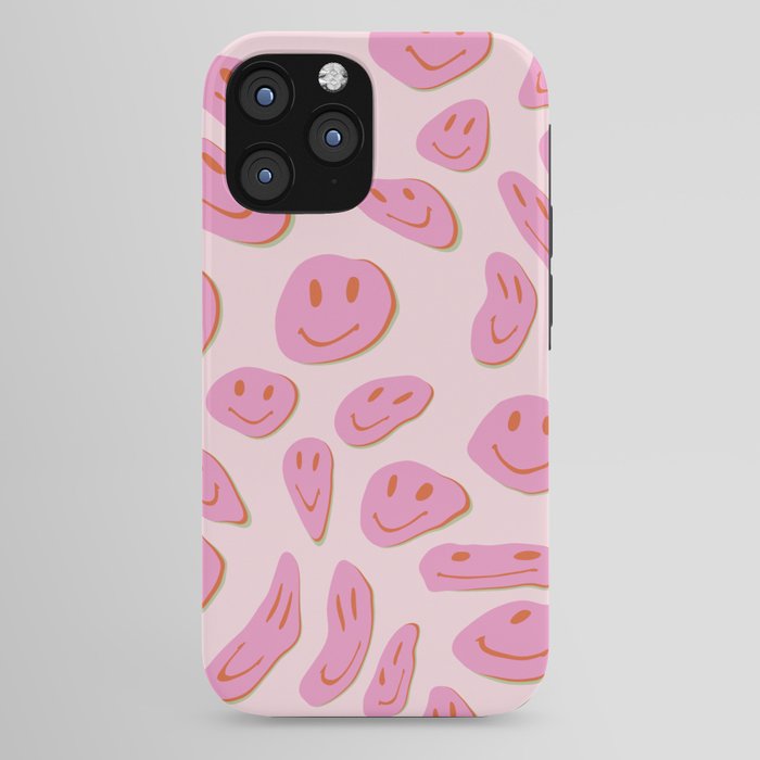 70s retro pink smiles pattern  iPhone Case