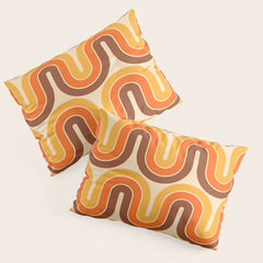 70s Retro Vintage Style Wave Pattern Autumn Brown Orange and Yellow Pillow Sham