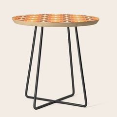 70s Retro Vintage Style Wave Pattern Autumn Brown Orange and Yellow Side Table