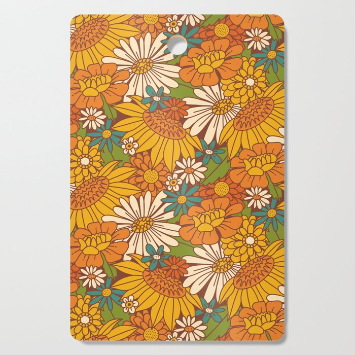 70s Retro Floral Cutting Board