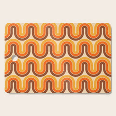 70s Retro Vintage Style Wave Pattern Autumn Brown Orange and Yellow Cutting Board