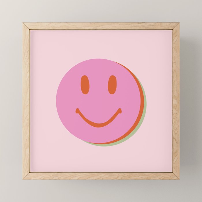 70s retro pink smiles pattern  Mini Art Print