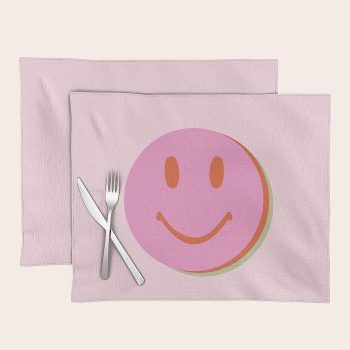 70s retro pink smiles pattern  Placemat