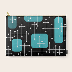 1950s Eames Era Art Crosshairs Black Teal Blue Carry All Pouch