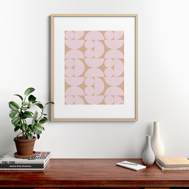 "Grapes and apple slices (pale pink)" Framed Art Print