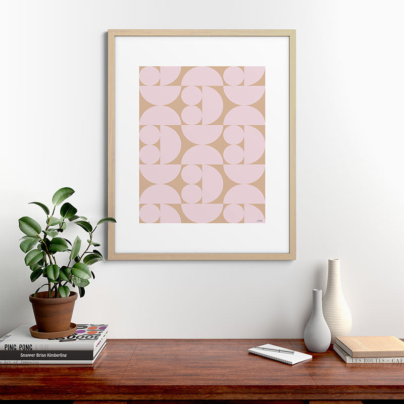"Grapes and apple slices (pale pink)" Framed Art Print