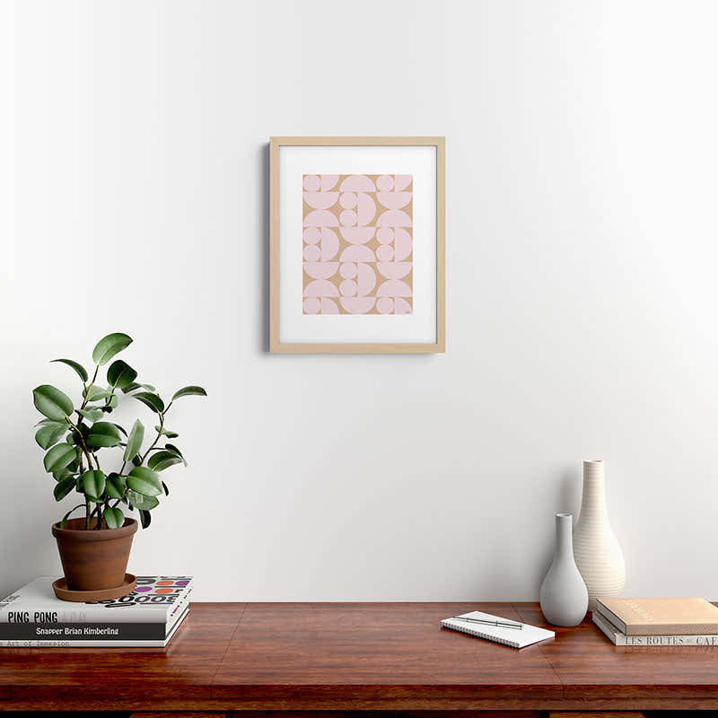 "Grapes and apple slices (pale pink)" Framed Art Print