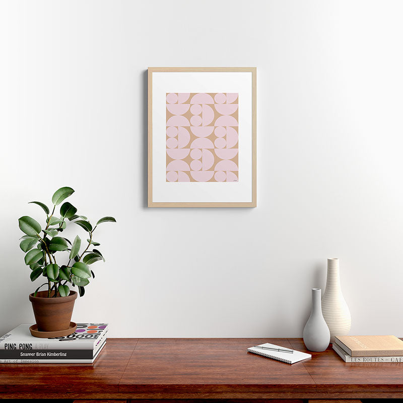 "Grapes and apple slices (pale pink)" Framed Art Print