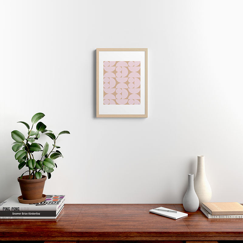 "Grapes and apple slices (pale pink)" Framed Art Print