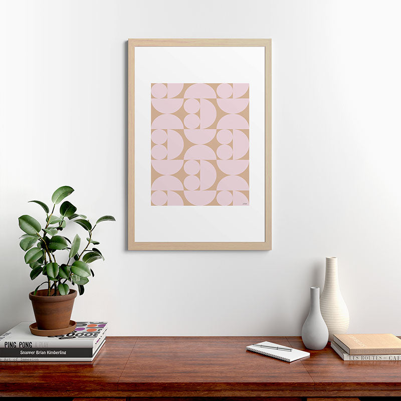 "Grapes and apple slices (pale pink)" Framed Art Print