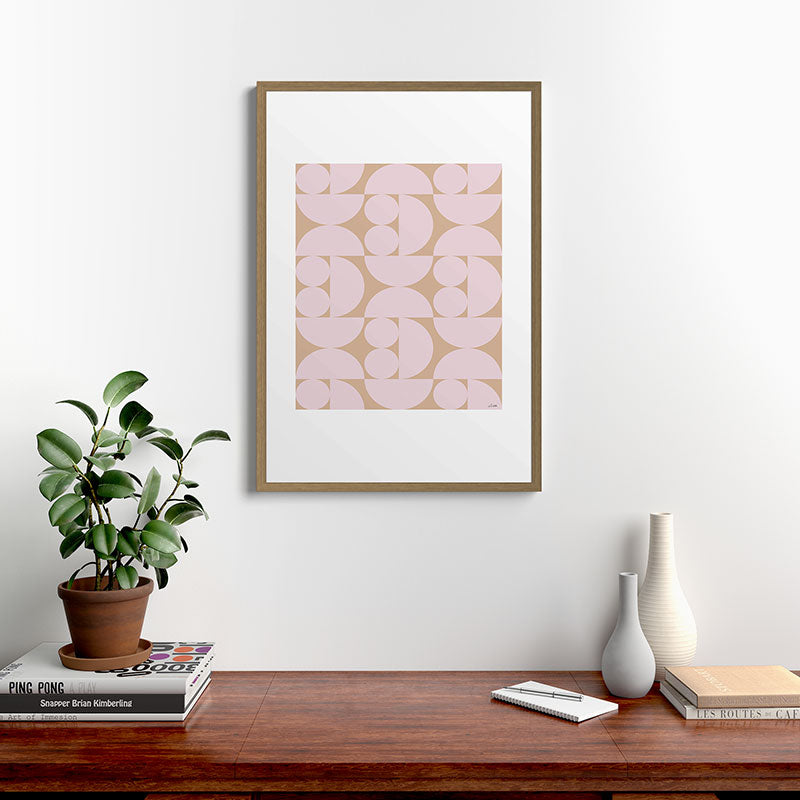 "Grapes and apple slices (pale pink)" Framed Art Print