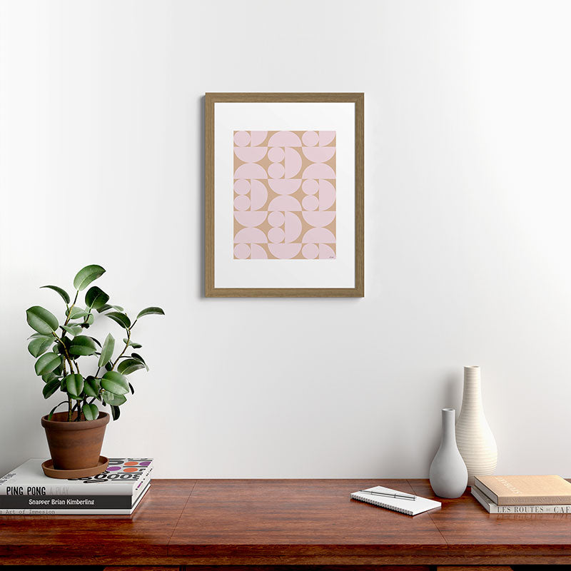 "Grapes and apple slices (pale pink)" Framed Art Print