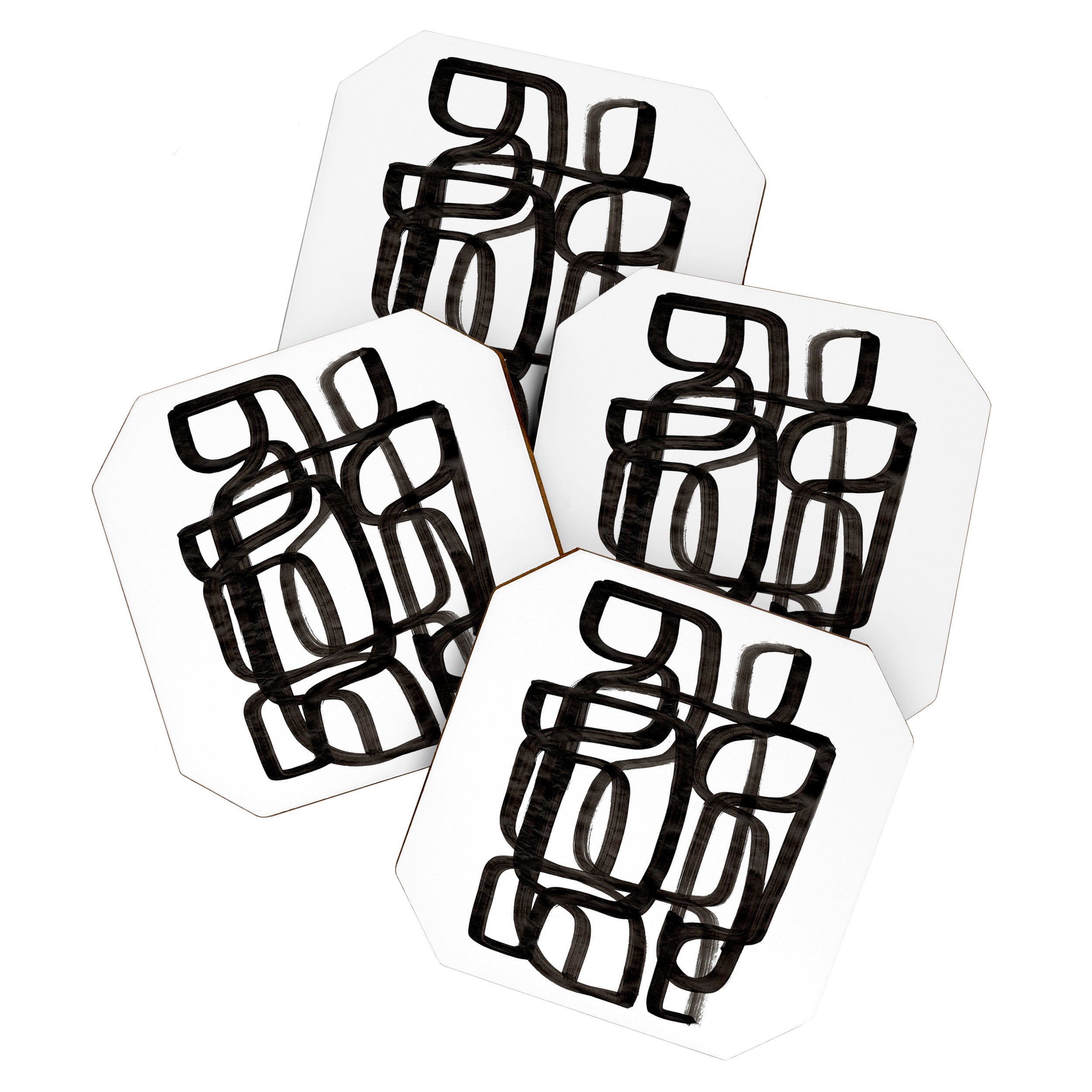Writing On The Wall' Mid Century Modern Fun Abstract Shapes  Coaster