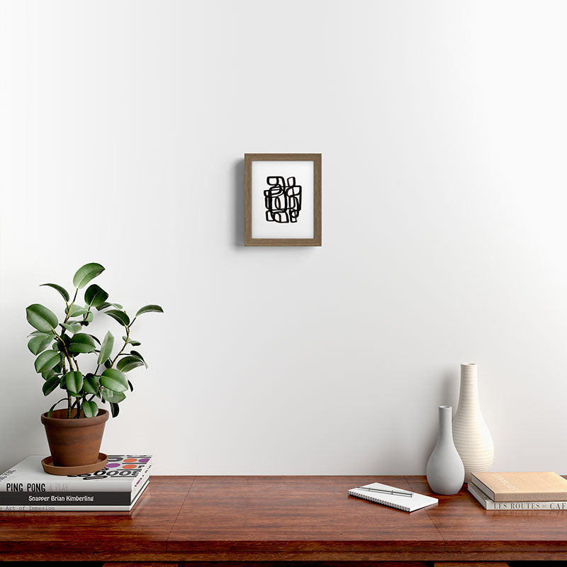 Writing On The Wall' Mid Century Modern Fun Abstract Shapes  Framed Art Print