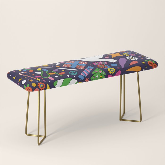 60s 70s psychedelic Modern Christmas Confetti Pattern Bench