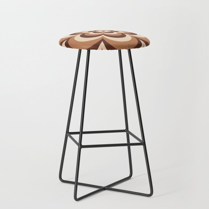 70s Retro Flower Power in Coffee Brown Stool