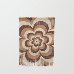 70s Retro Flower Power in Coffee Brown Wall Hanging