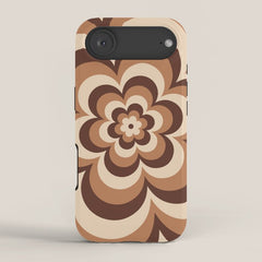 70s Retro Flower Power in Coffee Brown iPhone Case