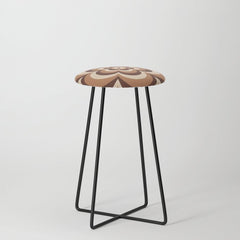 70s Retro Flower Power in Coffee Brown Stool
