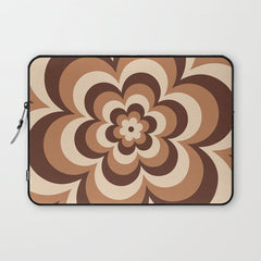 70s Retro Flower Power in Coffee Brown Laptop Sleeve