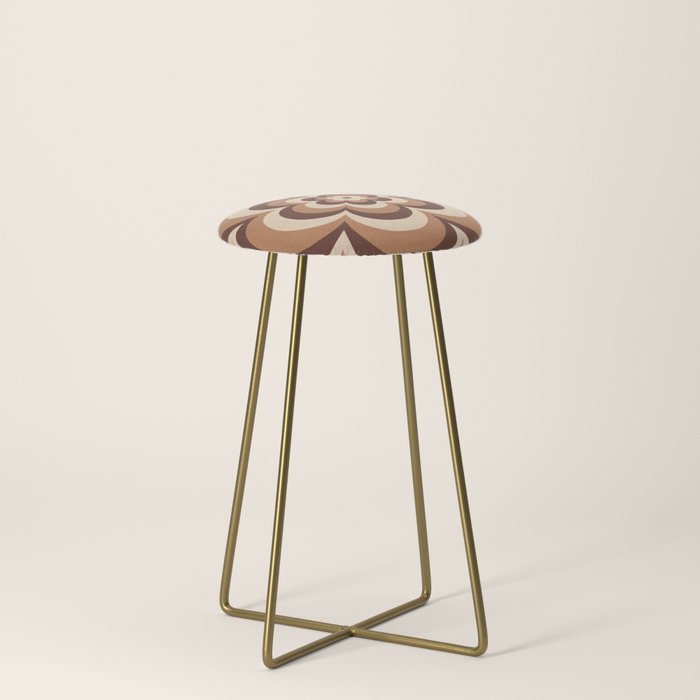 70s Retro Flower Power in Coffee Brown Stool