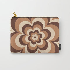 70s Retro Flower Power in Coffee Brown Carry All Pouch