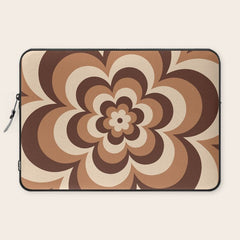 70s Retro Flower Power in Coffee Brown Laptop Sleeve