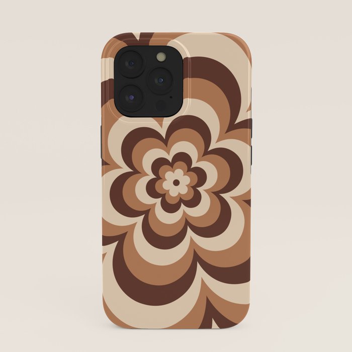 70s Retro Flower Power in Coffee Brown iPhone Case