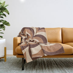 70s Retro Flower Power in Coffee Brown Throw Blanket